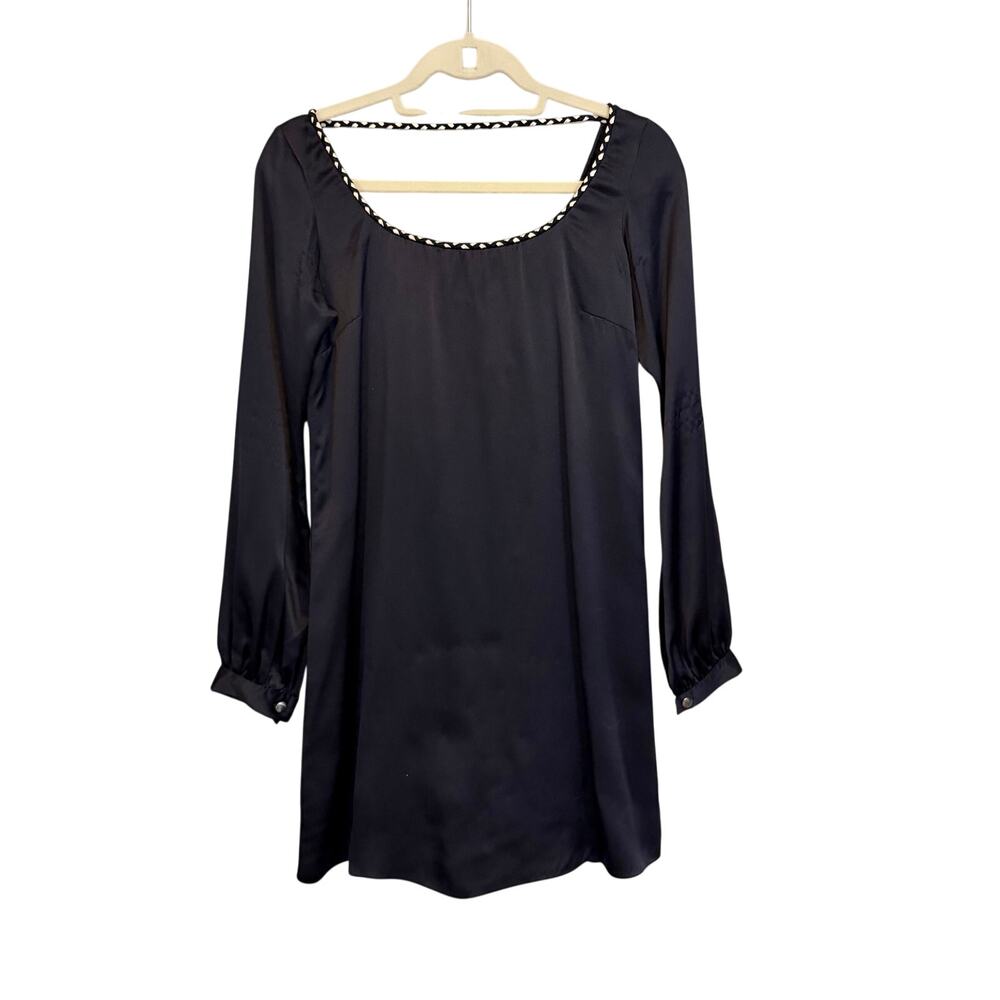 Iodice Mini Shift Dress 4 Black Braided Scoop Neck Y2K Whimsigoth Romantic Goth
